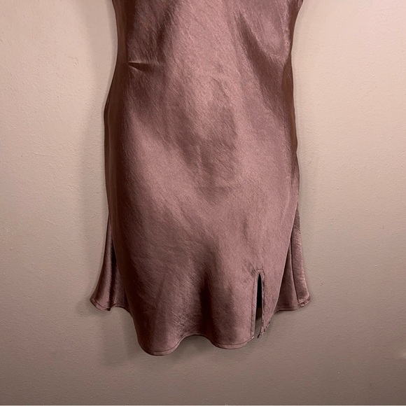 MEDIUM COTTON CANDY LA CHAMPAGNE PINK SATIN DRESS EVENT PARTY COCKTAIL COWL NECK - Picture 3 of 12